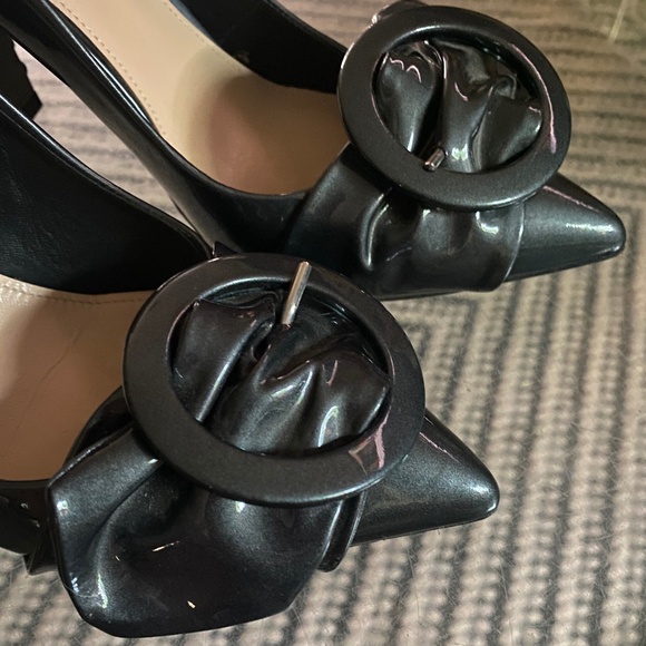 SPAZIO MODA Dk Metallic Gray Vero Cuoio Leather Pointed Toe Studded Heels Sz 38 - Picture 5 of 16